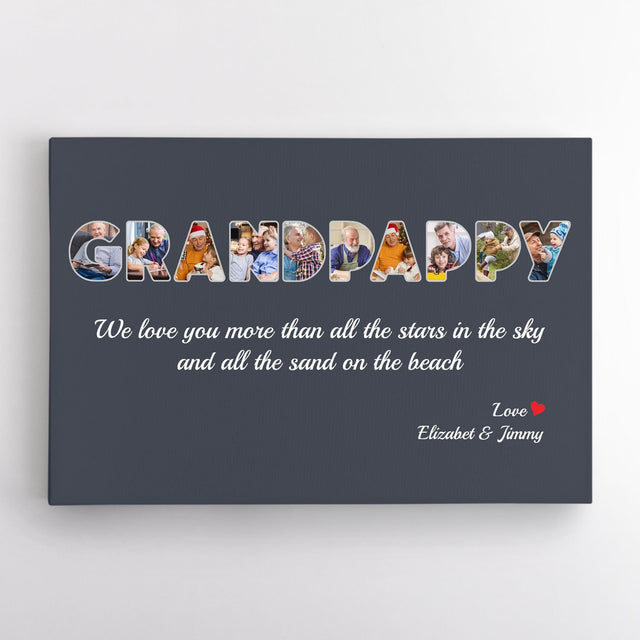 Grandpappy Custom Photo - Personalized Name And Text Canvas Wall Art