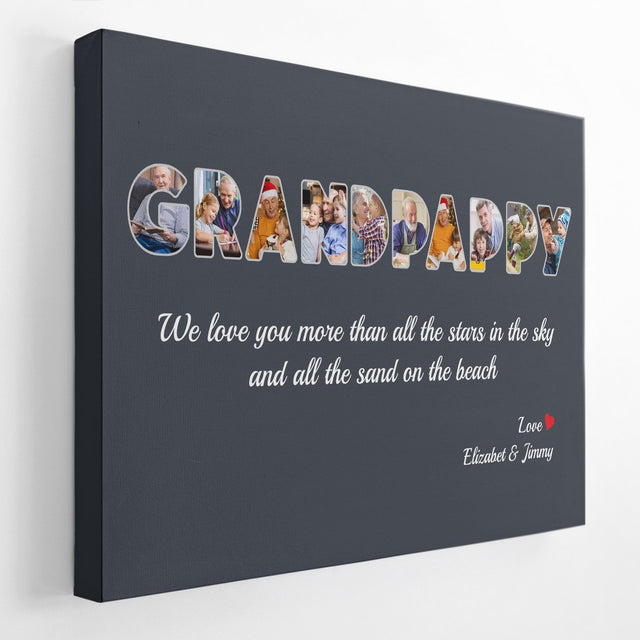 Grandpappy Custom Photo - Personalized Name And Text Canvas Wall Art