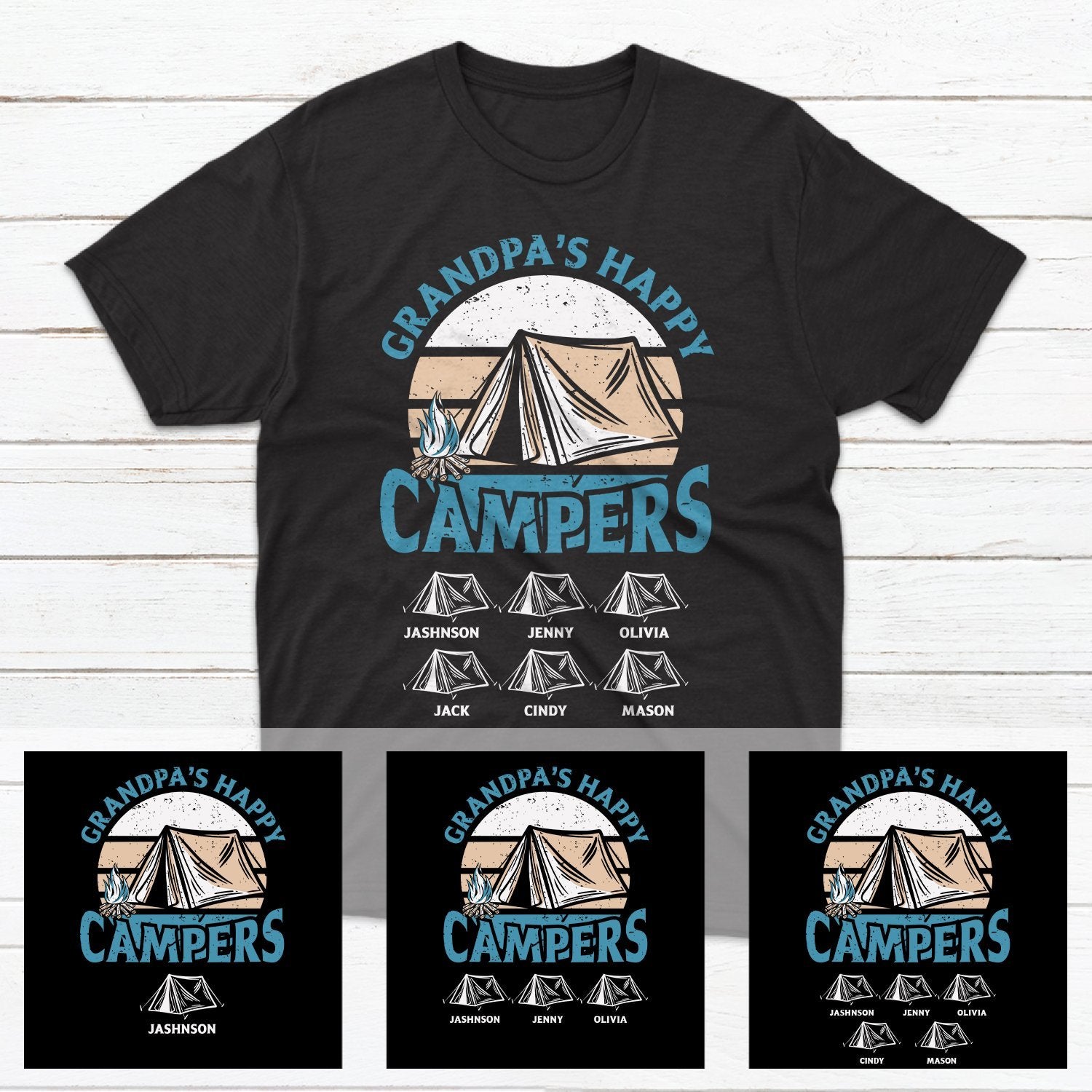 Grandpa's Happy Campers Personalized Shirt