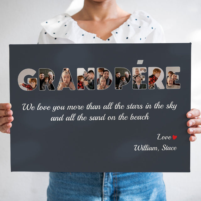 GrandPéRe Custom Photo , Personalized Name And Text Canvas Wall Art