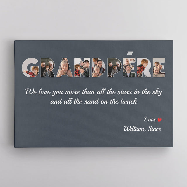 GrandPéRe Custom Photo , Personalized Name And Text Canvas Wall Art
