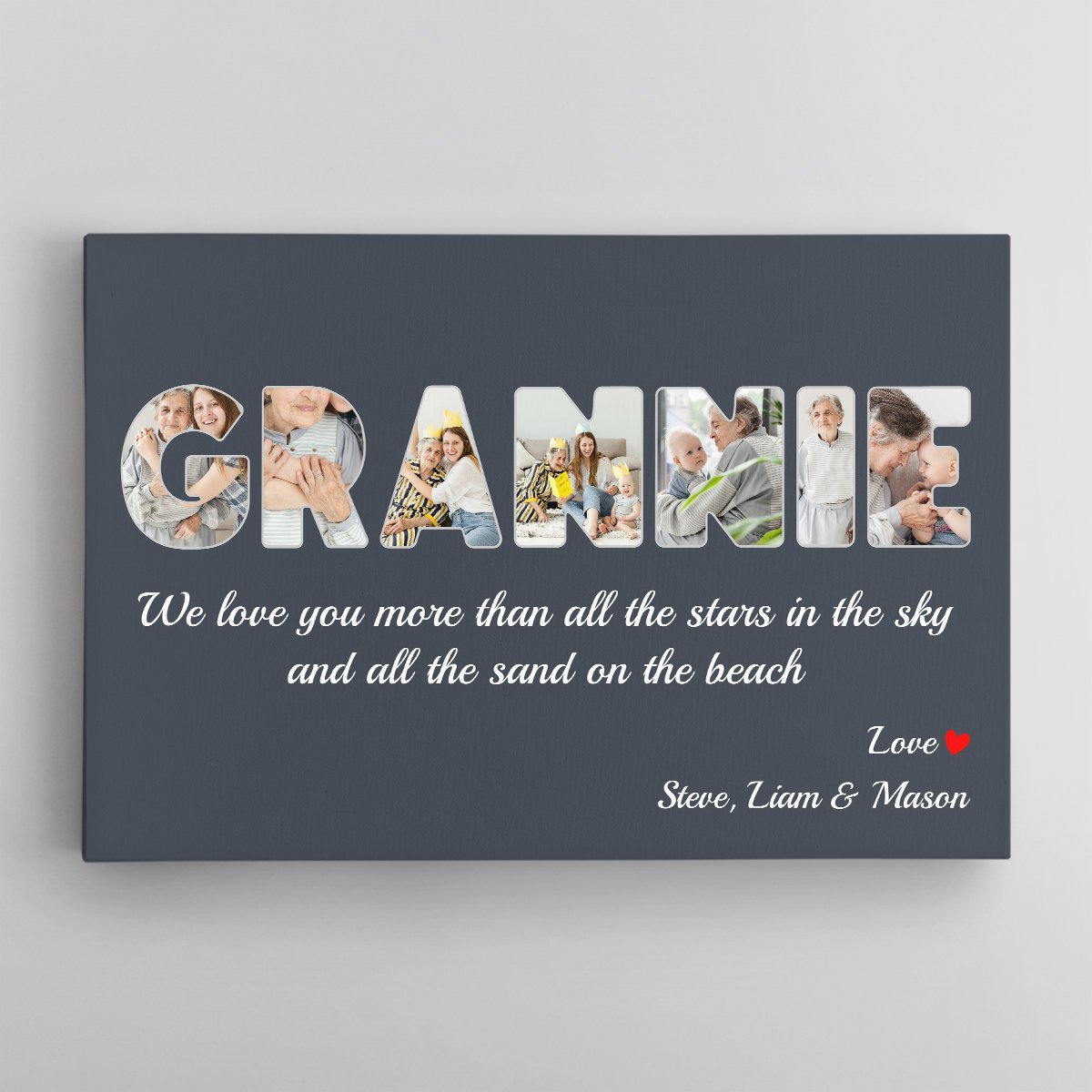 Grannie Custom Photo - Personalized Name And Text Canvas Wall Art