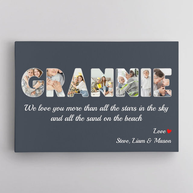 Grannie Custom Photo - Personalized Name And Text Canvas Wall Art