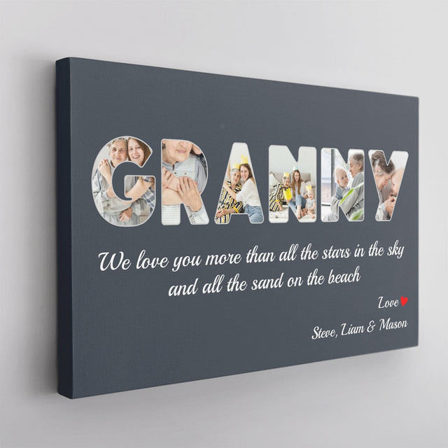 Granny Custom Photo - Personalized Name And Text Canvas Wall Art