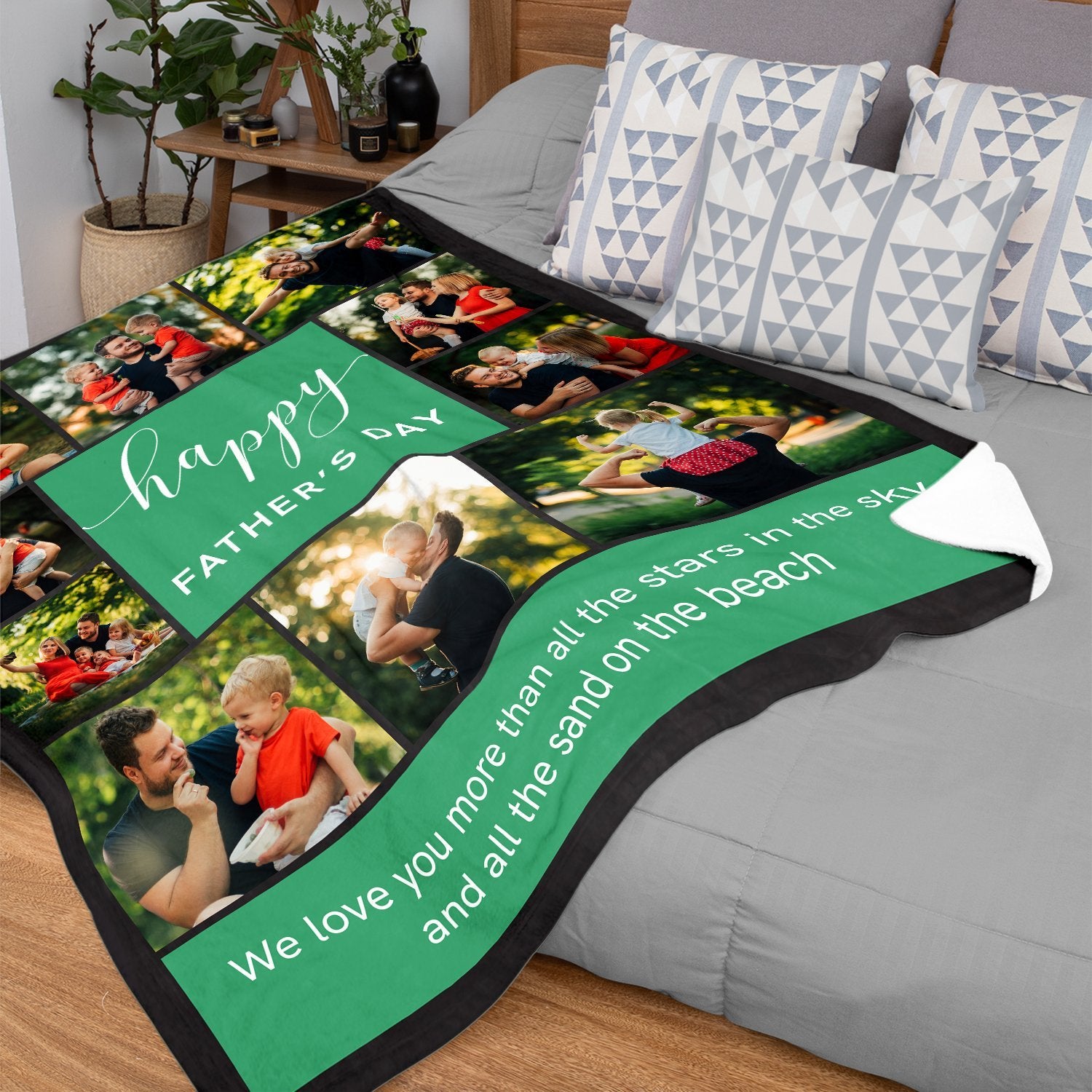 Happy Father's Day, Custom Photo, Personalized Text Blanket