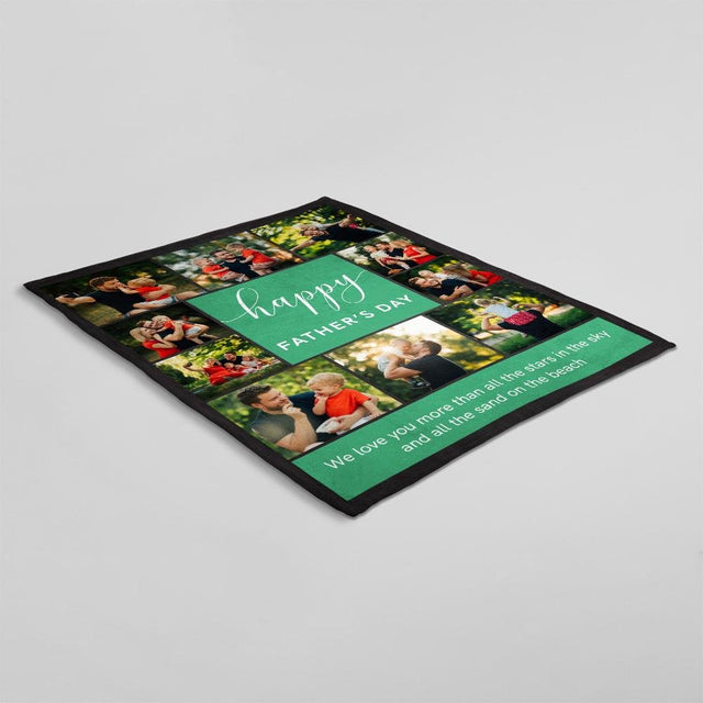 Happy Father's Day, Custom Photo, Personalized Text Blanket
