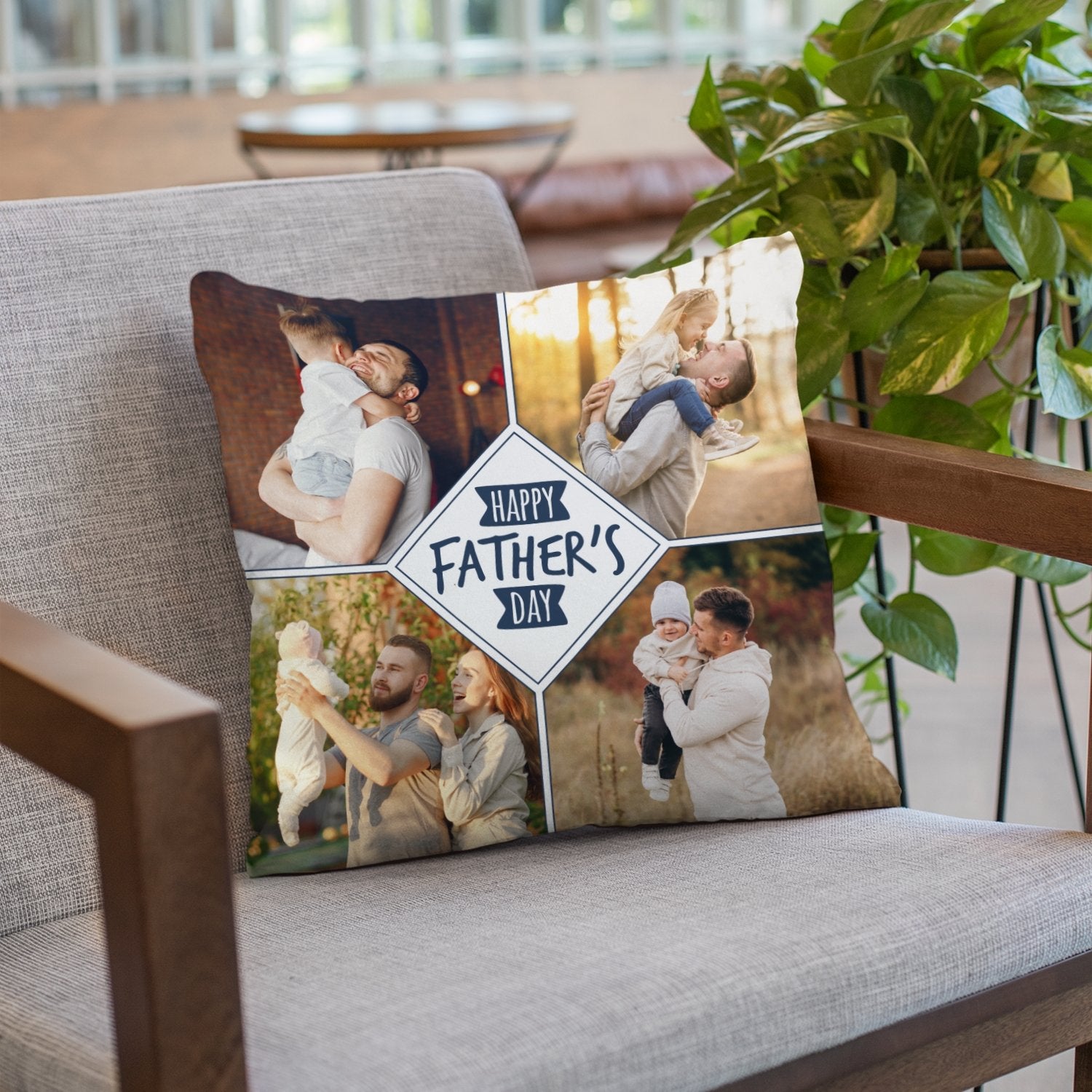Happy Father's Day, Custom Photo, Pillow