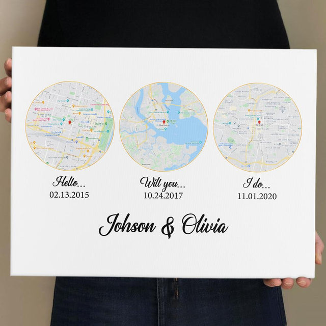 Hello Will You I Do Custom Map And Text Circle Art White Background Canvas