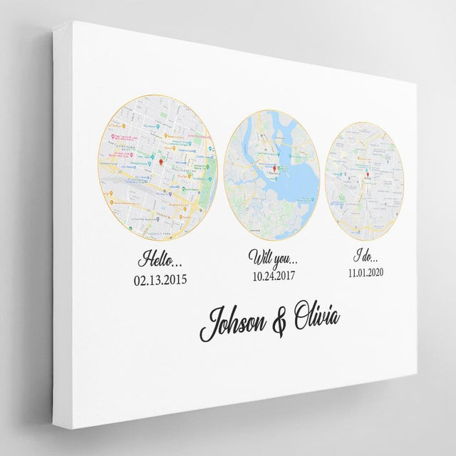 Hello Will You I Do Custom Map And Text Circle Art White Background Canvas