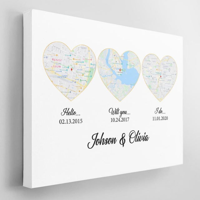 Hello Will You I Do Custom Map And Text Heart Art White Background