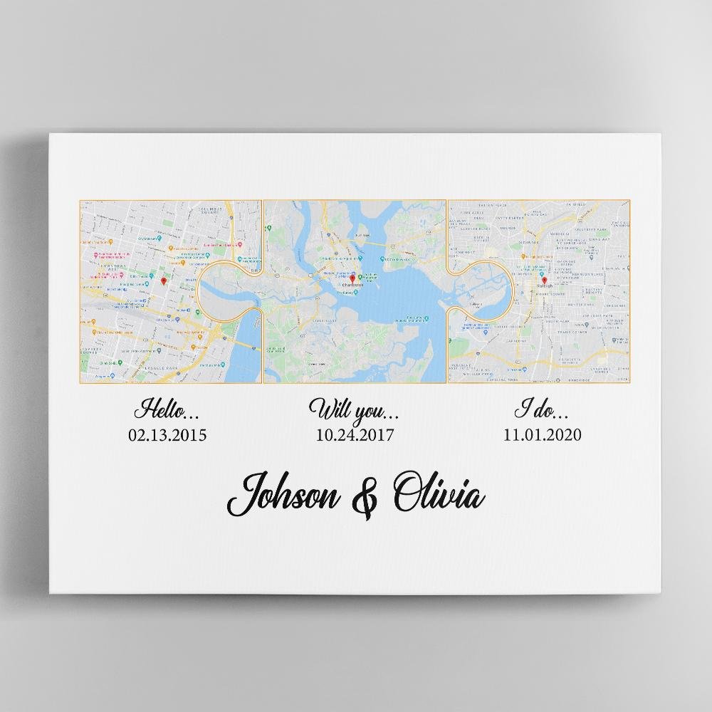 Hello Will You I Do Custom Map And Text Puzzle Art White Background