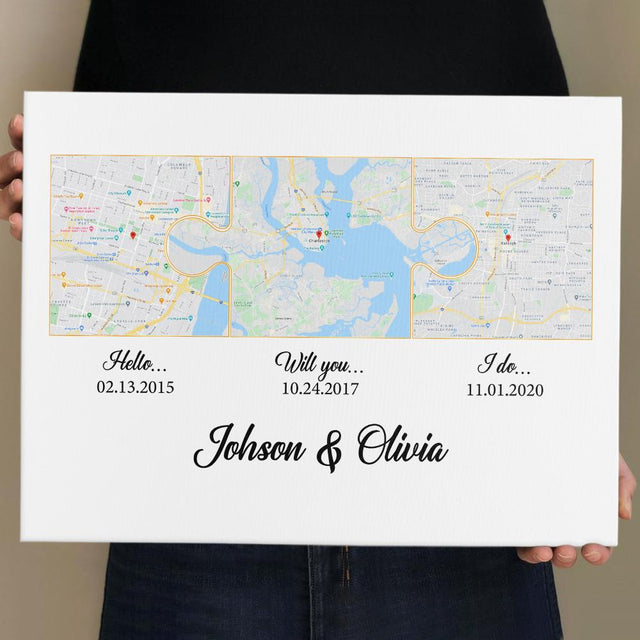 Hello Will You I Do Custom Map And Text Puzzle Art White Background