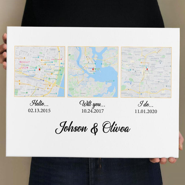 Hello Will You I Do Custom Map And Text Squares Art White Background