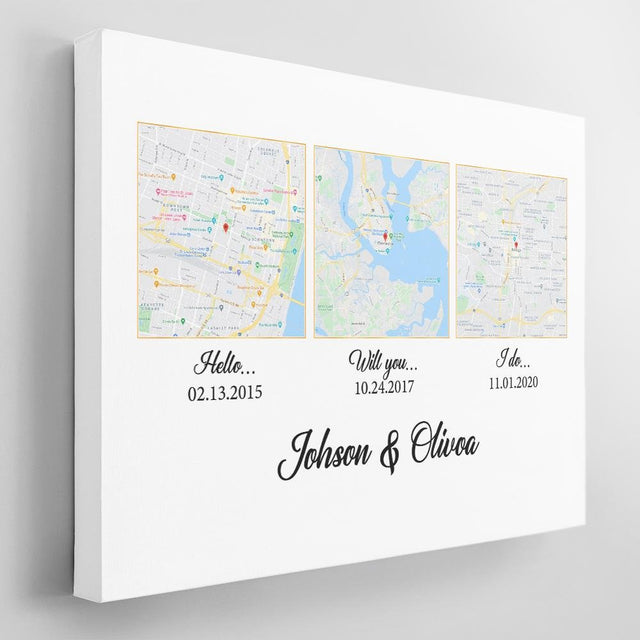 Hello Will You I Do Custom Map And Text Squares Art White Background