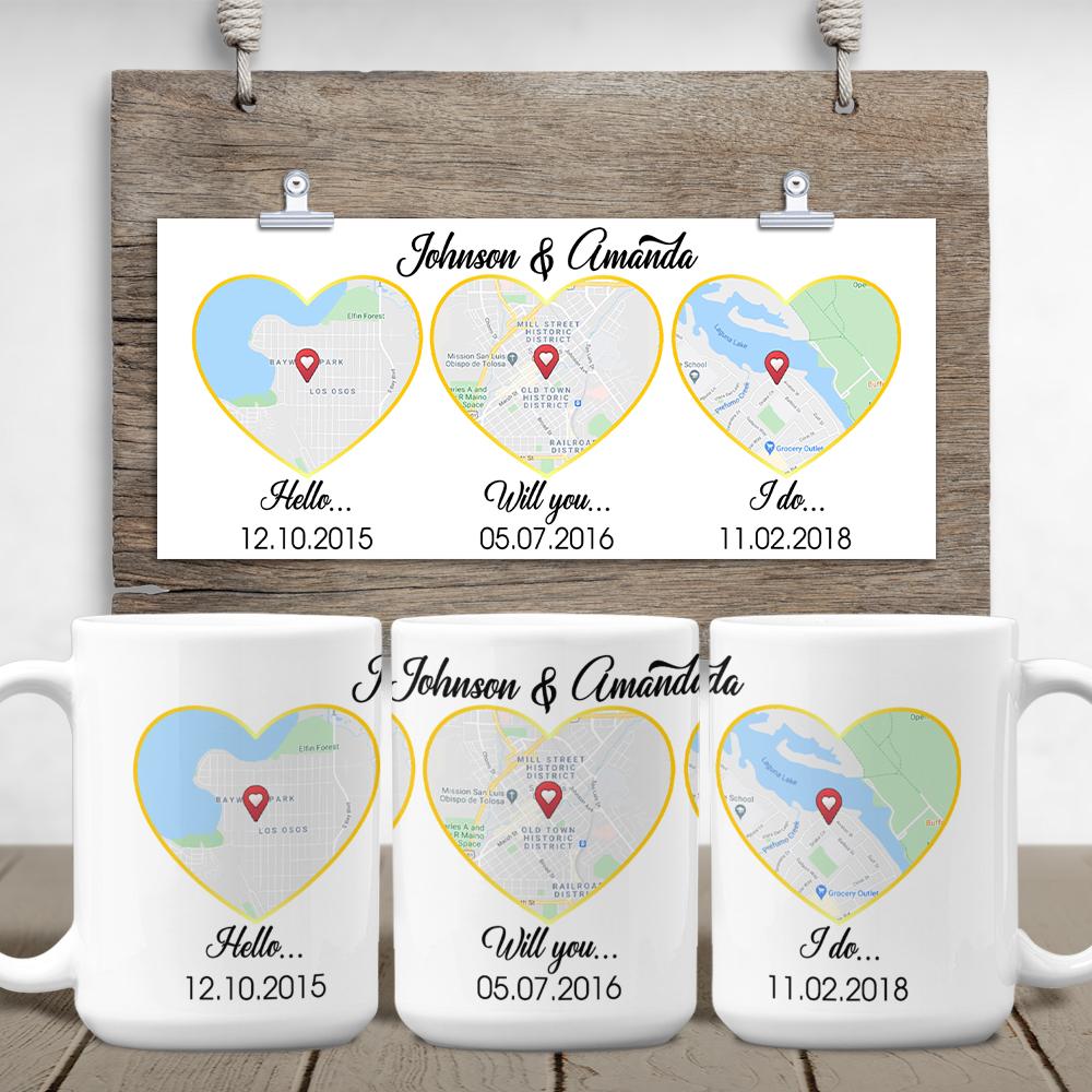 Hello Will You I Do Custom Map Print White Mug