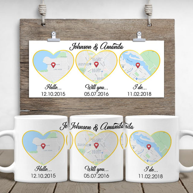 Hello Will You I Do Custom Map Print White Mug
