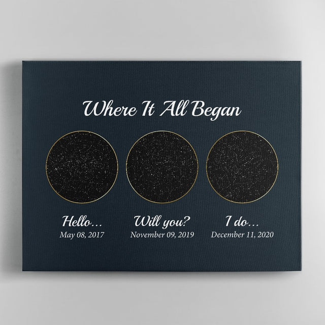 Hello - Will You - I Do Custom Star Map And Text Circle Art Navy Background Canvas