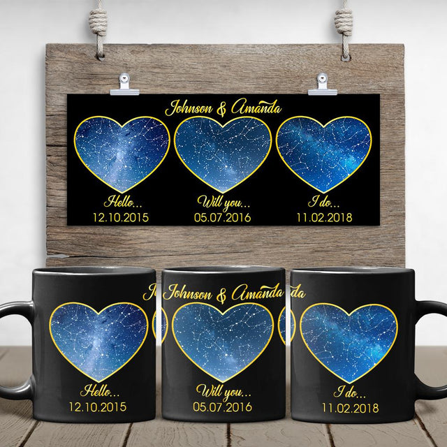 Hello Will You I Do Custom Star Map Black Mug