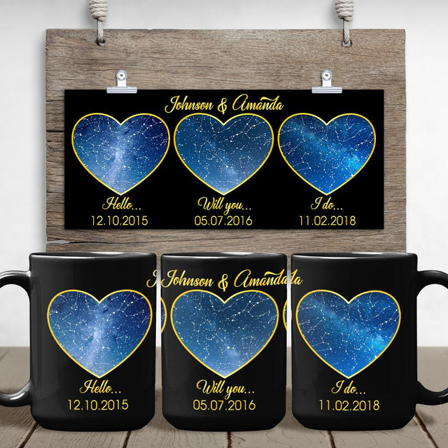 Hello Will You I Do Custom Star Map Black Mug