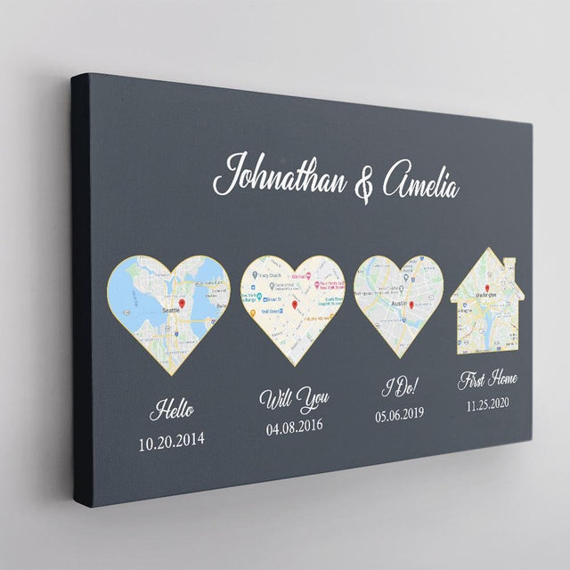 Hello Will You I Do First Home Custom Map And Text Navy Background Canvas