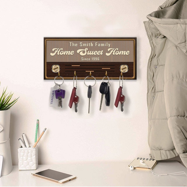 Home Sweet Home, Custom Key Hook, Personalized Family Name And Years