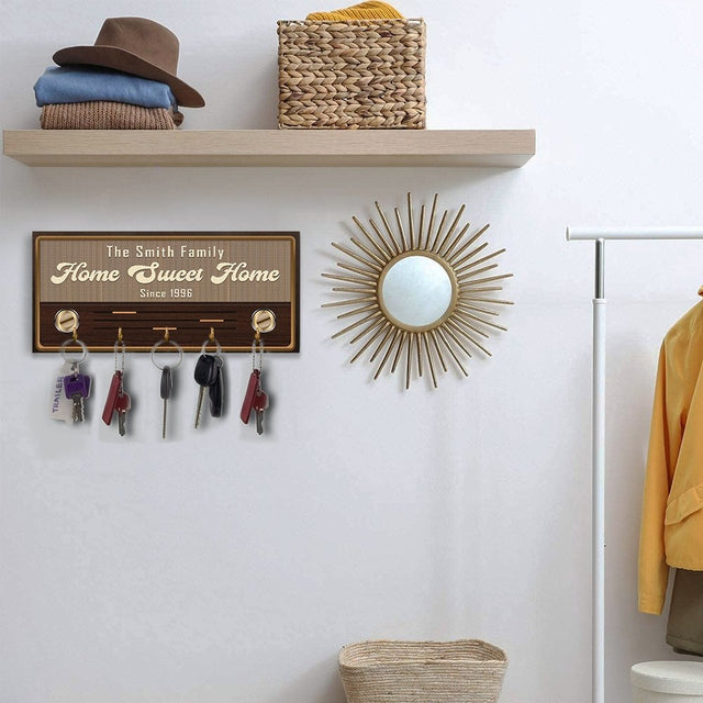 Home Sweet Home, Custom Key Hook, Personalized Family Name And Years