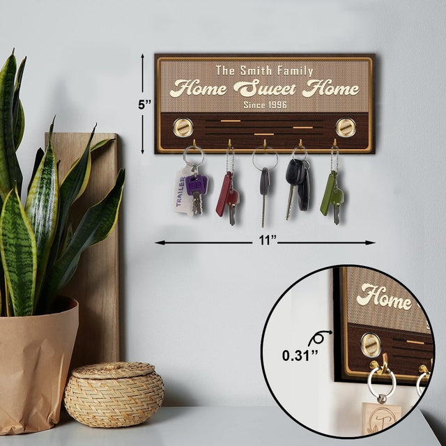 Home Sweet Home, Custom Key Hook, Personalized Family Name And Years
