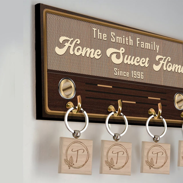 Home Sweet Home, Custom Key Hook, Personalized Family Name And Years