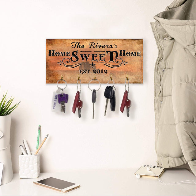 Home Sweet Home, Custom Key Hook, Personalized Name