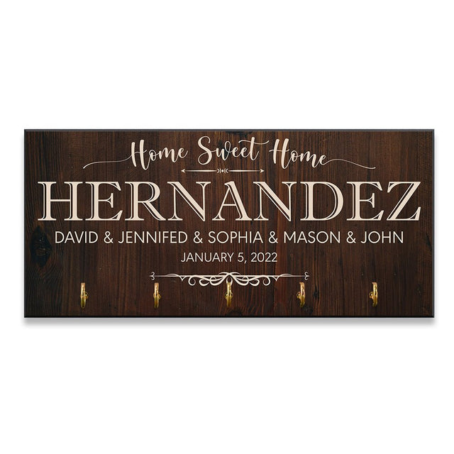 Home Sweet Home, Custom Key Hook, Personalized Name And Years