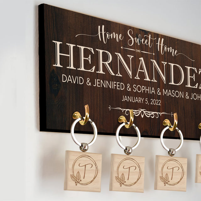 Home Sweet Home, Custom Key Hook, Personalized Name And Years