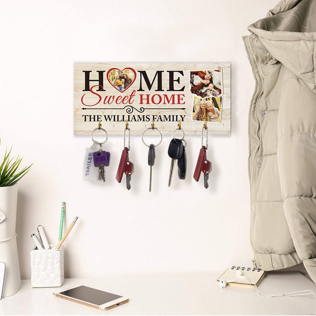Home Sweet Home, Custom Key Hook, Personalized Photo And Name