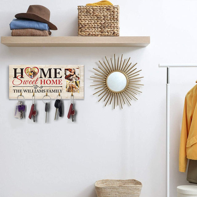 Home Sweet Home, Custom Key Hook, Personalized Photo And Name