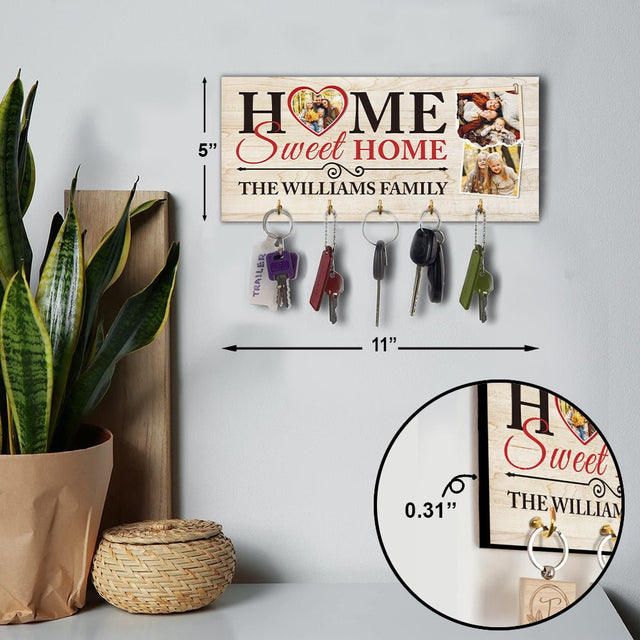 Home Sweet Home, Custom Key Hook, Personalized Photo And Name