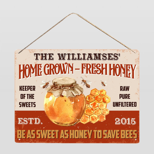 Honey Bee, Home Grown Fresh Honey, Customized Farm Sign