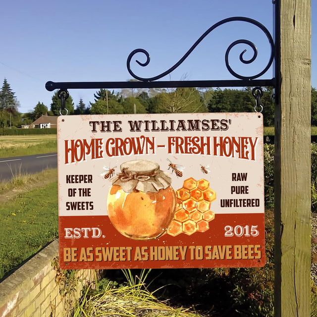 Honey Bee, Home Grown Fresh Honey, Customized Farm Sign