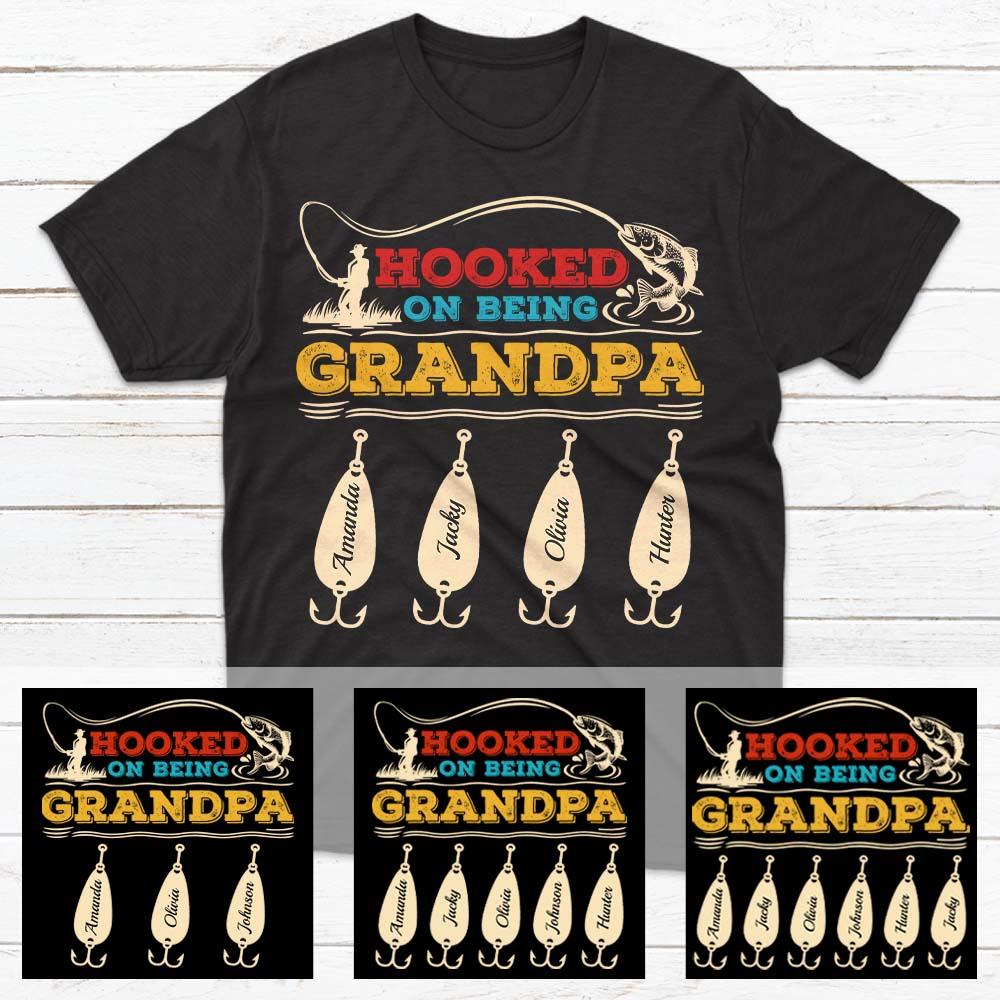 Hooked On Being Grandpa Personalized Shirt