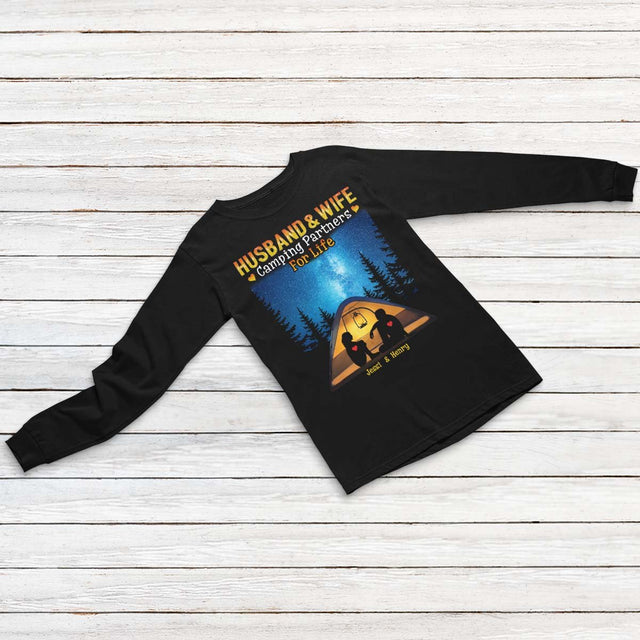 Husband & Wife Camping Partners For Life Personalized Shirt