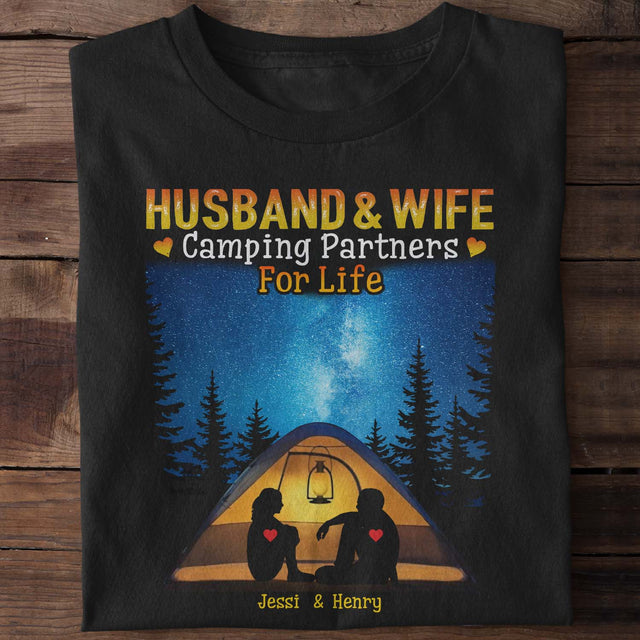 Husband & Wife Camping Partners For Life Personalized Shirt