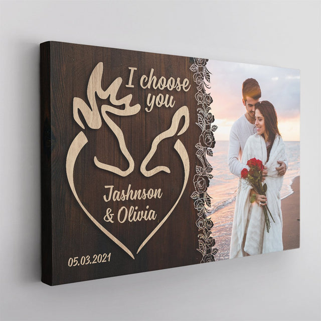 I Choose You, Custom Photo, Personalized Name And Text Canvas Wall Art