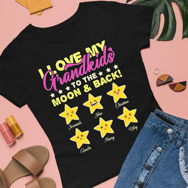 I Love My Grandkids To The Moon And Back Personalized Shirt