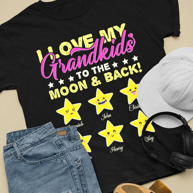 I Love My Grandkids To The Moon And Back Personalized Shirt