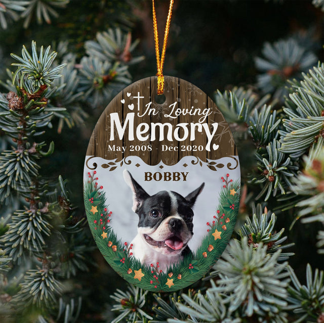 In Loving Memory Upload Photo Decorative Christmas Oval Ornament 2 Sided