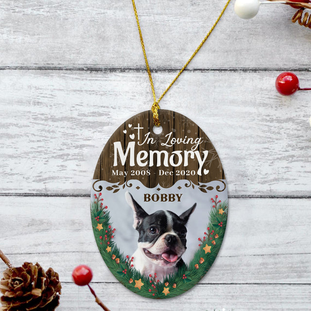 In Loving Memory Upload Photo Decorative Christmas Oval Ornament 2 Sided