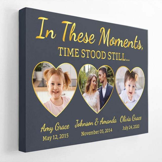 In These Moments, Time Stood Still, Custom Photo, Personalized Text Canvas Wall Art