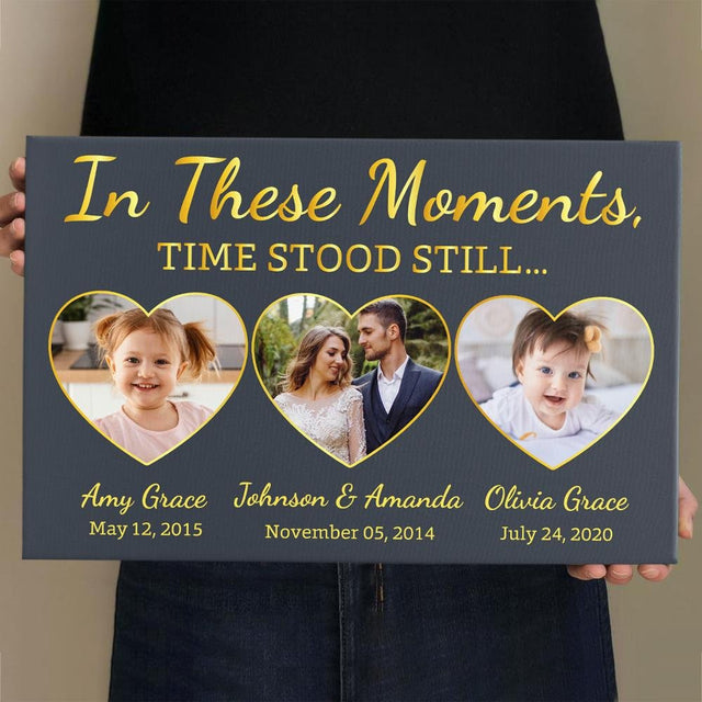 In These Moments, Time Stood Still, Custom Photo, Personalized Text Canvas Wall Art