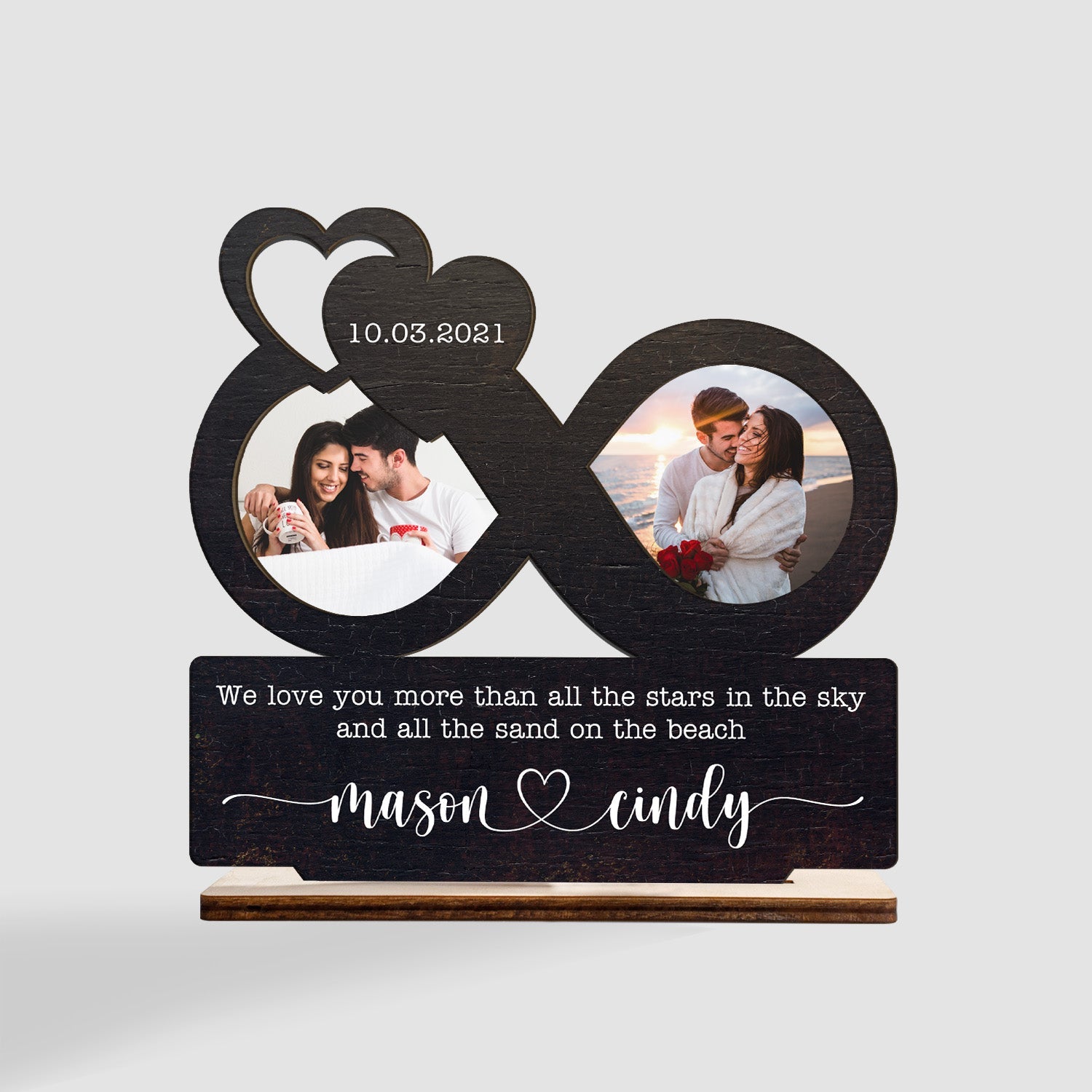 Infinity Love, Custom Photo, Personalized Name, Wooden Plaque 3 Layers
