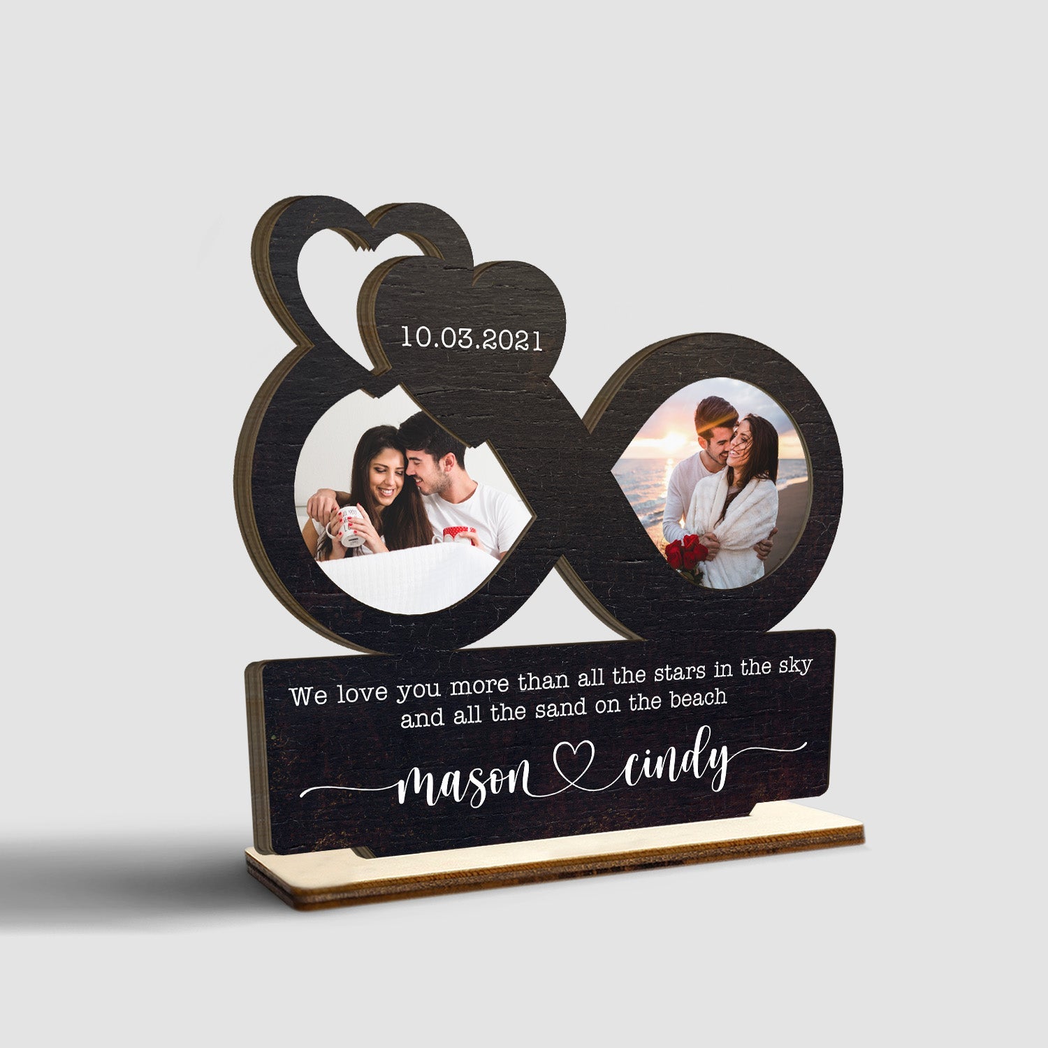 Infinity Love, Custom Photo, Personalized Name, Wooden Plaque 3 Layers