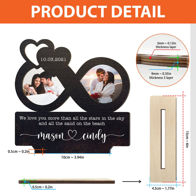 Infinity Love, Custom Photo, Personalized Name, Wooden Plaque 3 Layers