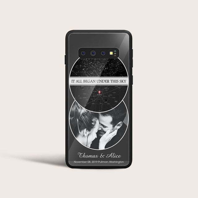 It All Began Under This Sky Custom Star Map, Map Print And Photo 3 In 1, Personalized Text Phone Case
